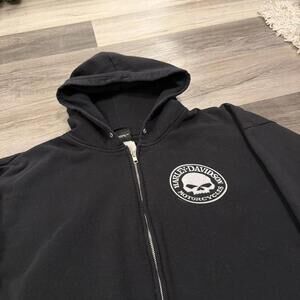 vintage Harley Davidson flint Michigan skull zip up hoodie